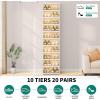 imageYITAHOME 10 Tier 20 Pairs Foldable Shoe Storage Box Plastic Shoe Organizer with Magnetic Doors for Closet Collapsible Sneaker Rack for Entryway Living Room Bedroom Whitewithout Boots Tiers