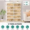imageYITAHOME 10 Tier 20 Pairs Foldable Shoe Storage Box Plastic Shoe Organizer with Magnetic Doors for Closet Collapsible Sneaker Rack for Entryway Living Room Bedroom Whitewithout Boots Tiers
