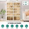 imageYITAHOME 10 Tier 20 Pairs Foldable Shoe Storage Box Plastic Shoe Organizer with Magnetic Doors for Closet Collapsible Sneaker Rack for Entryway Living Room Bedroom Whitewith Boots Tiers