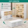 imageYITAHOME 10 Tier 20 Pairs Foldable Shoe Storage Box Plastic Shoe Organizer with Magnetic Doors for Closet Collapsible Sneaker Rack for Entryway Living Room Bedroom Whitewith Boots Tiers
