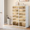 imageYITAHOME 10 Tier 20 Pairs Foldable Shoe Storage Box Plastic Shoe Organizer with Magnetic Doors for Closet Collapsible Sneaker Rack for Entryway Living Room Bedroom Whitewith Boots Tiers