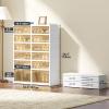 imageYITAHOME 10 Tier 20 Pairs Foldable Shoe Storage Box Plastic Shoe Organizer with Magnetic Doors for Closet Collapsible Sneaker Rack for Entryway Living Room Bedroom Whitewith Boots Tiers