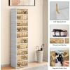 imageYITAHOME 10 Tier 20 Pairs Foldable Shoe Storage Box Plastic Shoe Organizer with Magnetic Doors for Closet Collapsible Sneaker Rack for Entryway Living Room Bedroom Whitewithout Boots Tiers