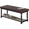 imageYITAHOME 48 Inch Entryway Bench Storage Bench with Metal Shelf ampamp Cushioned Seat Indoor Shoe Rack Bench Seat for Dressing Room Bedroom Hallway Entrance Grey ampamp WhiteBrown  Black