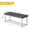 imageYITAHOME 48 Inch Entryway Bench Storage Bench with Metal Shelf ampamp Cushioned Seat Indoor Shoe Rack Bench Seat for Dressing Room Bedroom Hallway Entrance Grey ampamp WhiteGrey  White