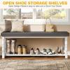 imageYITAHOME 48 Inch Entryway Bench Storage Bench with Metal Shelf ampamp Cushioned Seat Indoor Shoe Rack Bench Seat for Dressing Room Bedroom Hallway Entrance Grey ampamp WhiteGrey  White