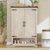 imageYITAHOME Farmhouse Shoe Cabinet with Doors 6Tier Shoe Storage Cabinet with Adjustable Shelves Wooden Shoe Rack Organizer for Entryway Hallway Mudroom Off White
