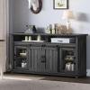 imageYITAHOME Farmhouse Sideboard Buffet Cabinet 63quot Farmhouse Storage Cabinet with Sliding Barn Doors and Visual Grid Doors Coffee Bar Cabinet for Kitchen ampamp Living Room Dark Grey