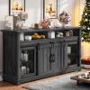 imageYITAHOME Farmhouse Sideboard Buffet Cabinet 63quot Farmhouse Storage Cabinet with Sliding Barn Doors and Visual Grid Doors Coffee Bar Cabinet for Kitchen ampamp Living Room Dark Grey