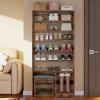 imageYITAHOME Shoe Cabinet with Hidden Bench 8 Tiers Free Standing Shoe Racks 709 Tall Shoe Cabinet with Open Storage ampamp High Boots Cubby for Entryway Living Room Rustic BrownRustic Brown