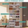 imageYITAHOME Shoe Cabinet with Hidden Bench 8 Tiers Free Standing Shoe Racks 709 Tall Shoe Cabinet with Open Storage ampamp High Boots Cubby for Entryway Living Room Rustic BrownWhite