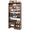 imageYITAHOME Shoe Cabinet with Hidden Bench 8 Tiers Free Standing Shoe Racks 709 Tall Shoe Cabinet with Open Storage ampamp High Boots Cubby for Entryway Living Room Rustic BrownRustic Brown