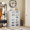 imageYITAHOME Shoe Storage Organizer Folding Shoe Box with Transparent Doors 12 Grid Stackable Shoe Cabinet InstallationFree for Hallway Living Room Closet White