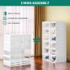 imageYITAHOME Shoe Storage Organizer Folding Shoe Box with Transparent Doors 12 Grid Stackable Shoe Cabinet InstallationFree for Hallway Living Room Closet White