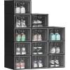 imageYITAHOME Stackable Shoe Storage Organizers and Containers  18 PCS Medium Size Boxes With Drawers  BlackBlack