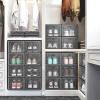 imageYITAHOME Stackable Shoe Storage Organizers and Containers  18 PCS Medium Size Boxes With Drawers  BlackBlack