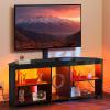 imageYITAHOME TV Stand with Mount for Living Room LED Corner TV Stand for 7065 Inch TV with Power Outlets LED Entertainment Center with TV Mount for Gaming Space Black Carbon Fiber