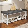 imageYITAHOME 48 Inch Entryway Bench Storage Bench with Metal Shelf ampamp Cushioned Seat Indoor Shoe Rack Bench Seat for Dressing Room Bedroom Hallway Entrance Grey ampamp WhiteGrey  White