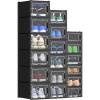 imageYITAHOME Shoe Storage Box 18 PCS 6 Small Size 6 Medium Size and 6 XLarge Size Black Shoe Storage Organizers Stackable Shoe Storage Box Rack Clear Drawer