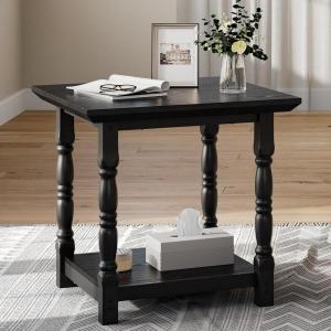 imageYITAHOME 2PCS Roman Column Square Side Table EuroStyle End Table wDualTier Storage and HeavyDuty Frame Accent for Living Room Bedroom ampamp Couch Sandstone GrayBlack