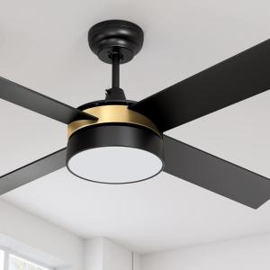 imageYITAHOME White Ceiling Fans with Light and Remote Control 48 Inch Dimmable Modern Wood Fan for Indoor with Quiet Reversible Motor LED Light Memory Function for Bedroom Living RoomBlack Gold