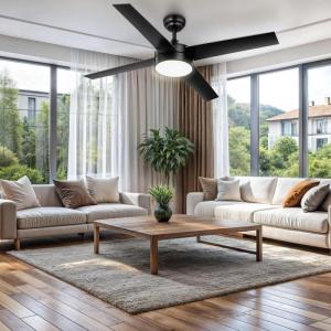 imageYITAHOME White Ceiling Fans with Light and Remote Control 48 Inch Dimmable Modern Wood Fan for Indoor with Quiet Reversible Motor LED Light Memory Function for Bedroom Living RoomBlack