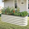 imageYITAHOME 17quot Tall 6 in 1 Large Raised Garden Bed Kit 65x2x14ft Galvanized Metal Planter Box with Gloves ampamp Safety Rubber Outdoor Above Ground Planters for Plants Vegetables Flowers White