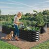 imageYITAHOME 17quot Tall 9 in 1 Large Raised Garden Bed Kit 8x2x14ft Galvanized Metal Planter Box with Gloves ampamp Safety Outdoor Above Ground Planters for Plants Vegetables Flowers Black