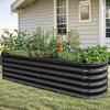 imageYITAHOME 17quot Tall 9 in 1 Large Raised Garden Bed Kit 8x2x14ft Galvanized Metal Planter Box with Gloves ampamp Safety Outdoor Above Ground Planters for Plants Vegetables Flowers Black