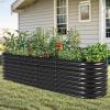 imageYITAHOME 24quot Tall 9 in 1 Large Raised Garden Bed Kit 8x4x2ft Galvanized Metal Planter Box with Gloves and Safety Rubber Outdoor Above Ground Planters for Plants Vegetables Flowers Black