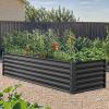 imageYITAHOME 6x3x2ft Large Raised Garden Bed Kit Galvanized Metal Planter Box with Gloves Ground Nails Support Rod Outdoor Above Ground Planters for Plants Vegetables Flowers Black