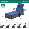 imageYITAHOME Chaise Lounge Chair with Storage Wicker Patio Lounge Set of 2 with 5Position Backrest Rattan Pool Reclining with Headrest Arm Cushion and Wheel for Poolside Balcony GardenGreyNavyGreynavy
