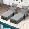 imageYITAHOME Chaise Lounge Chair with Storage Wicker Patio Lounge Set of 2 with 5Position Backrest Rattan Pool Reclining with Headrest Arm Cushion and Wheel for Poolside Balcony GardenGreyNavyGreygrey