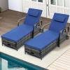 imageYITAHOME Chaise Lounge Chair with Storage Wicker Patio Lounge Set of 2 with 5Position Backrest Rattan Pool Reclining with Headrest Arm Cushion and Wheel for Poolside Balcony GardenGreyNavyGreynavy