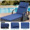 imageYITAHOME Chaise Lounge Chair with Storage Wicker Patio Lounge Set of 2 with 5Position Backrest Rattan Pool Reclining with Headrest Arm Cushion and Wheel for Poolside Balcony GardenGreyNavyGreynavy
