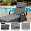imageYITAHOME Chaise Lounge Chair with Storage Wicker Patio Lounge Set of 2 with 5Position Backrest Rattan Pool Reclining with Headrest Arm Cushion and Wheel for Poolside Balcony GardenGreyNavyGreygrey