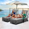 imageYITAHOME Chaise Lounge Chair with Storage Wicker Patio Lounge Set of 2 with 5Position Backrest Rattan Pool Reclining with Headrest Arm Cushion and Wheel for Poolside Balcony GardenGreyNavyGreygrey