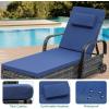 imageYITAHOME Chaise Lounge Chair with Storage Wicker Patio Lounge Set of 2 with 5Position Backrest Rattan Pool Reclining with Headrest Arm Cushion and Wheel for Poolside Balcony GardenGreyNavyGreynavy