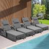 imageYITAHOME Chaise Lounge Chair with Storage Wicker Patio Lounge Set of 2 with 5Position Backrest Rattan Pool Reclining with Headrest Arm Cushion and Wheel for Poolside Balcony GardenGreyNavyGreygrey