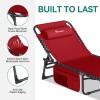 imageYITAHOME Patio Lounge Chair Portable Reclining Chairse Lounge Folding Camping Cot 5 Posistion Adjustable wHead Pillow ampamp Portable Handbag for Camping Pool Beach and Patio Red