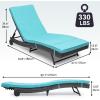 imageYITAHOME Wicker Chaise Lounge Set of 2 Outdoor PE Rattan Pool Lounge Chair with Adjustable Backrest and Removable Cushion ampamp Wheels for Poolside Deck Balcony Lawn GreyBlue