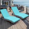 imageYITAHOME Wicker Chaise Lounge Set of 2 Outdoor PE Rattan Pool Lounge Chair with Adjustable Backrest and Removable Cushion ampamp Wheels for Poolside Deck Balcony Lawn GreyBlue