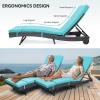 imageYITAHOME Wicker Chaise Lounge Set of 2 Outdoor PE Rattan Pool Lounge Chair with Adjustable Backrest and Removable Cushion ampamp Wheels for Poolside Deck Balcony Lawn GreyBlue