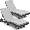 imageYITAHOME Wicker Chaise Lounge Set of 2 Outdoor PE Rattan Pool Lounge Chair with Adjustable Backrest and Removable Cushion ampamp Wheels for Poolside Deck Balcony Lawn GreyGrey