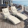 imageYITAHOME Wicker Chaise Lounge Set of 2 Outdoor PE Rattan Pool Lounge Chair with Adjustable Backrest and Removable Cushion ampamp Wheels for Poolside Deck Balcony Lawn GreyBeige