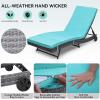 imageYITAHOME Wicker Chaise Lounge Set of 2 Outdoor PE Rattan Pool Lounge Chair with Adjustable Backrest and Removable Cushion ampamp Wheels for Poolside Deck Balcony Lawn GreyBlue