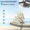 imageYITAHOME Wicker Chaise Lounge Set of 2 Outdoor PE Rattan Pool Lounge Chair with Adjustable Backrest and Removable Cushion ampamp Wheels for Poolside Deck Balcony Lawn GreyBeige
