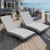 imageYITAHOME Wicker Chaise Lounge Set of 2 Outdoor PE Rattan Pool Lounge Chair with Adjustable Backrest and Removable Cushion ampamp Wheels for Poolside Deck Balcony Lawn GreyGrey
