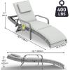imageYITAHOME Wicker Chaise Lounge Set of 2 Outdoor PE Rattan Pool Lounge Chair with Adjustable Backrest and Removable Cushion ampamp Wheels for Poolside Deck Balcony Lawn GreyGrey