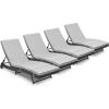 imageYITAHOME Wicker Chaise Lounge Set of 2 Outdoor PE Rattan Pool Lounge Chair with Adjustable Backrest and Removable Cushion ampamp Wheels for Poolside Deck Balcony Lawn GreyGrey